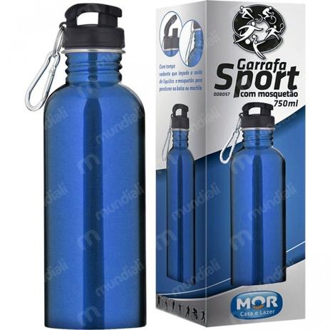 Squeeze Garrafa Sport Mor 750ml com Mosquetao Cor Azul Menor preço em Squeeze Garrafa Sport Mor 750ml com Mosquetao Cor Azul