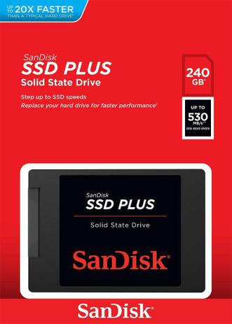 SSD 240GB Sandisk Plus 530 MB/S Menor preço em SSD 240GB Sandisk Plus 530 MB/S