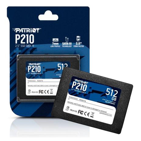 Ssd 512gb 2.5 Sata 3 500mb/s Leit - 400mb/s Grav P210 P210S512G25 Patriot 480 Menor preço em Ssd 512gb 2.5 Sata 3 500mb/s Leit - 400mb/s Grav P210 P210S512G25 Patriot 480