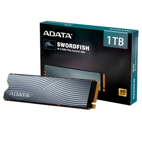 SSD Adata Swordfish, 1TB, M.2 PCIe, Leituras: 1800Mb/s e Gravações: 1200MB/s - ASWORDFISH-1T-C Menor preço em SSD Adata Swordfish, 1TB, M.2 PCIe, Leituras: 1800Mb/s e Gravações: 1200MB/s - ASWORDFISH-1T-C