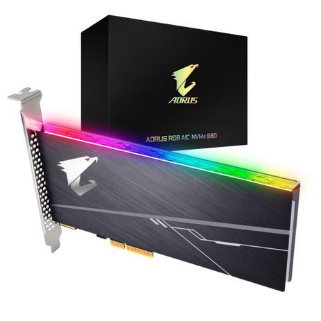 SSD Gigabyte Aorus 1TB RGB AIC PCIe NVMe c/ dissipador - GP-ASACNE2100TTTDR Menor preço em SSD Gigabyte Aorus 1TB RGB AIC PCIe NVMe c/ dissipador - GP-ASACNE2100TTTDR