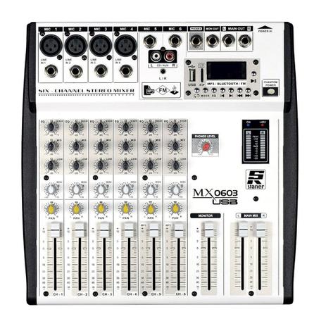 Staner MX0603 USB Mesa de Som 6 Canais com USB Menor preço em Staner MX0603 USB Mesa de Som 6 Canais com USB
