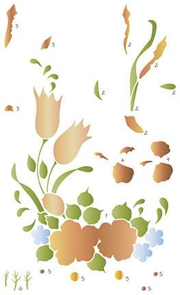 Stencil Pintura Sobreposição Arranjo Flores 34,4x21cm ST-137 - Litoarte Menor preço em Stencil Pintura Sobreposição Arranjo Flores 34,4x21cm ST-137 - Litoarte