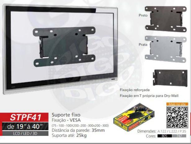 STPF 41 Suporte Fixo para TV LCD/LED de 10” a 40” - Multivisao Menor preço em STPF 41 Suporte Fixo para TV LCD/LED de 10” a 40” - Multivisao