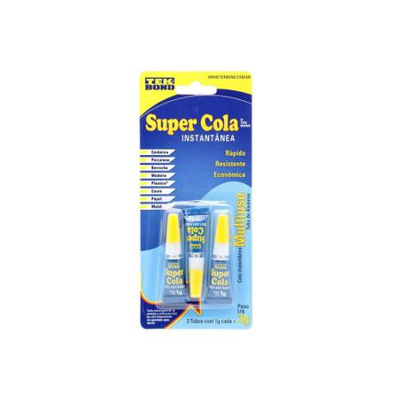 Super Cola Instantânea com 3 Tubos 1g - Tekbond Menor preço em Super Cola Instantânea com 3 Tubos 1g - Tekbond
