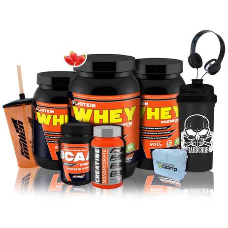Super Kit New Millen Protein Whey Premium + Bcaa + Creatina + Coqueteleira + Copo + Fone + Porta Caps - New Millen Menor preço em Super Kit New Millen Protein Whey Premium + Bcaa + Creatina + Coqueteleira + Copo + Fone + Porta Caps - New Millen