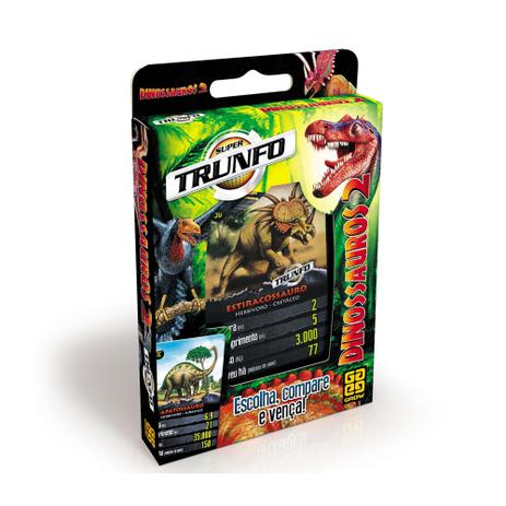 Super Trunfo Dinossauros 2 - Jogo de Cartas - Grow Menor preço em Super Trunfo Dinossauros 2 - Jogo de Cartas - Grow