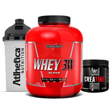 Super Whey 3w 1.8Kg Morango + Creatina 200g Dark + Bottle - K-fit é boa?