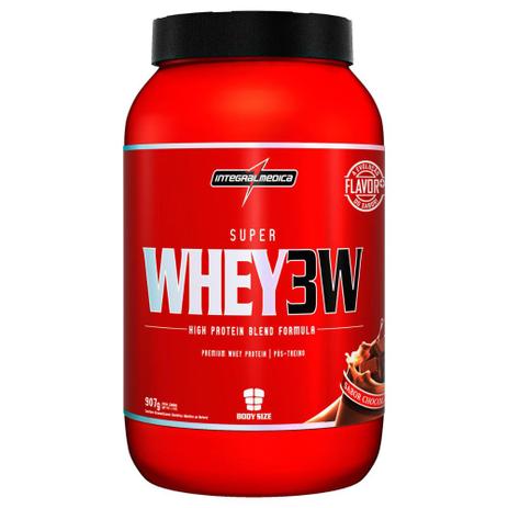 Super Whey Protein 3w 907 G - Morango - Integralmédica Menor preço em Super Whey Protein 3w 907 G - Morango - Integralmédica