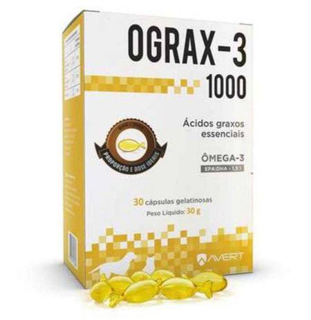 Suplemento Avert Ograx-3 Com Ômega-3 De 1000mg - 30 Cápsulas - Vetnil Menor preço em Suplemento Avert Ograx-3 Com Ômega-3 De 1000mg - 30 Cápsulas - Vetnil