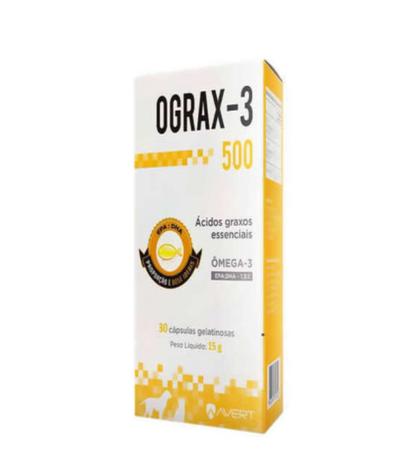 Suplemento Avert Ograx-3 Com Ômega-3 De 500mg - 30 Cápsulas - Vetnil Menor preço em Suplemento Avert Ograx-3 Com Ômega-3 De 500mg - 30 Cápsulas - Vetnil