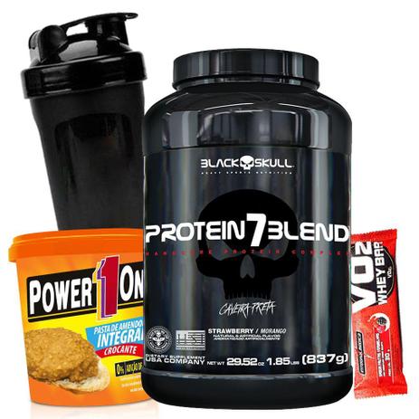 Suplemento Básico para Massa Magra - Whey Protein 7 Blend 837g Pasta de Amendoim 1kg Copo Shaker wey - Black skull Menor preço em Suplemento Básico para Massa Magra - Whey Protein 7 Blend 837g Pasta de Amendoim 1kg Copo Shaker wey - Black skull