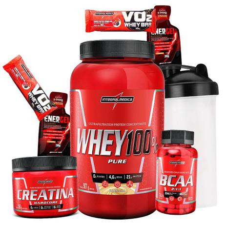 Suplemento Massa muscular Integral Médica - Whey 100 Puro Concentrado Creatina Bcaa Copo Barra GEL - Integralmedica Menor preço em Suplemento Massa muscular Integral Médica - Whey 100 Puro Concentrado Creatina Bcaa Copo Barra GEL - Integralmedica