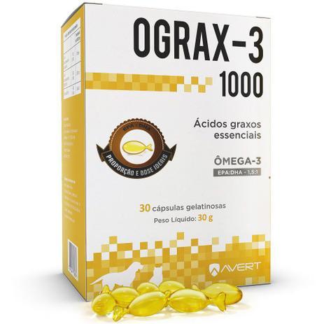 Suplemento Nutricional OGRAX-3 de 1000 mg para Cães e Gato com 30 Cáps - Avert Menor preço em Suplemento Nutricional OGRAX-3 de 1000 mg para Cães e Gato com 30 Cáps - Avert