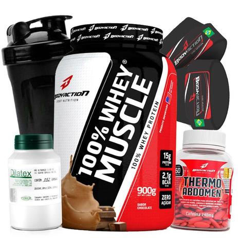 Suplemento para Definir Barriga Perna Corpo 100 Whey Muscle 900g Thermo Abdomen Dilatex Copo Luva - Body action Menor preço em Suplemento para Definir Barriga Perna Corpo 100 Whey Muscle 900g Thermo Abdomen Dilatex Copo Luva - Body action