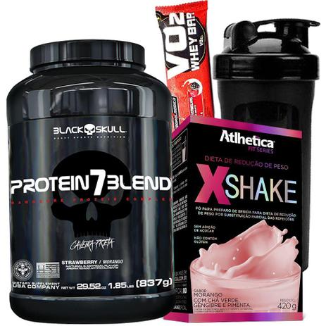 Suplemento para Mulher Feminino - Whey Protein 7 Blend 837g Shake 420g Coqueteleira+Barra Proteíca - Black skull Menor preço em Suplemento para Mulher Feminino - Whey Protein 7 Blend 837g Shake 420g Coqueteleira+Barra Proteíca - Black skull