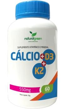 Suplemento Vitamínico e Mineral Cálcio + vit D3 + Vit K2 - Natural Green 60 Cápsulas Menor preço em Suplemento Vitamínico e Mineral Cálcio + vit D3 + Vit K2 - Natural Green 60 Cápsulas