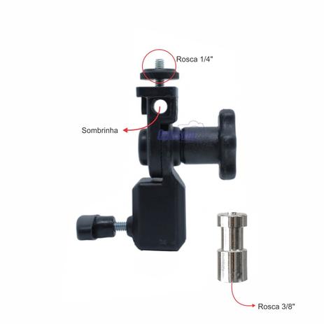 Suporte articulado com rosca 1/4 para flash e iluminadores - Incoflash Menor preço em Suporte articulado com rosca 1/4 para flash e iluminadores - Incoflash
