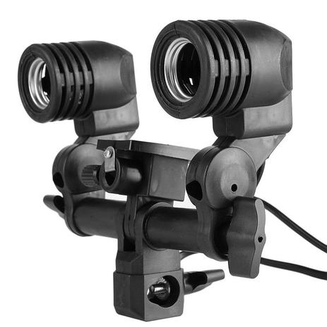 Suporte Articulado Duplo para Iluminação de Estúdio - Base E27 - Fotobestway Menor preço em Suporte Articulado Duplo para Iluminação de Estúdio - Base E27 - Fotobestway