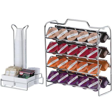 Suporte Cápsulas 3 Corações + Porta Sachê Colher e Copos - Wp connect Menor preço em Suporte Cápsulas 3 Corações + Porta Sachê Colher e Copos - Wp connect