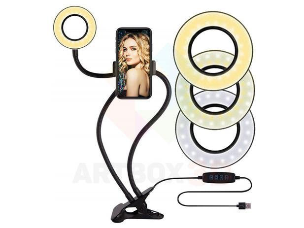 Suporte Celular De Mesa Luminária Ring Light Led Selfie - ARTBOX3D Menor preço em Suporte Celular De Mesa Luminária Ring Light Led Selfie - ARTBOX3D