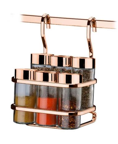SUPORTE COM PORTA TEMPEROS EM VIDRO ROSÉ GOLD (dourado) - FUTURE Menor preço em SUPORTE COM PORTA TEMPEROS EM VIDRO ROSÉ GOLD (dourado) - FUTURE