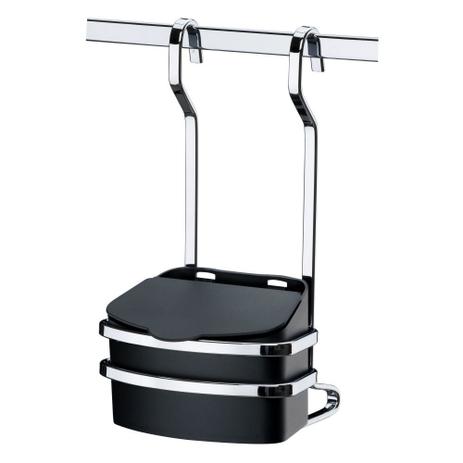 Suporte com Saleiro Em Plástico 500g Preto para Barra de Cozinha - Aço Cromado - Future Menor preço em Suporte com Saleiro Em Plástico 500g Preto para Barra de Cozinha - Aço Cromado - Future