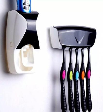 Suporte Dispenser De Pasta De Dente Automático Porta Escova - mrvendas Menor preço em Suporte Dispenser De Pasta De Dente Automático Porta Escova - mrvendas