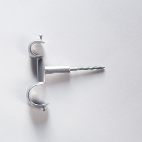 Suporte Duplo de Teto para Varão de 28x19mm - Aço Escovado - Wiler-k Menor preço em Suporte Duplo de Teto para Varão de 28x19mm - Aço Escovado - Wiler-k