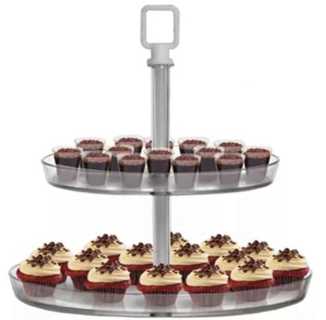 Suporte Duplo Prato Porta Doces Cupcake Três Triângulos - Tres Triangulos Menor preço em Suporte Duplo Prato Porta Doces Cupcake Três Triângulos - Tres Triangulos