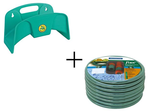Suporte Fixo Para Mangueira + Mangueira Para Jardim Flex 20m - Tramontina Menor preço em Suporte Fixo Para Mangueira + Mangueira Para Jardim Flex 20m - Tramontina