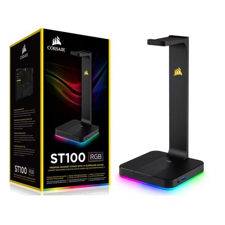 Suporte Headset Gamer Corsair CA-9011167-NA ST100 RGB Premium Surround e USB 3.1 Menor preço em Suporte Headset Gamer Corsair CA-9011167-NA ST100 RGB Premium Surround e USB 3.1