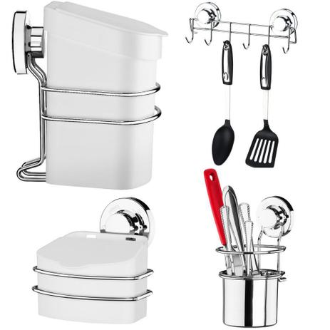 Suporte Multiuso Cozinha C/ Saleiro Porta Talheres Aéreo - Future Menor preço em Suporte Multiuso Cozinha C/ Saleiro Porta Talheres Aéreo - Future