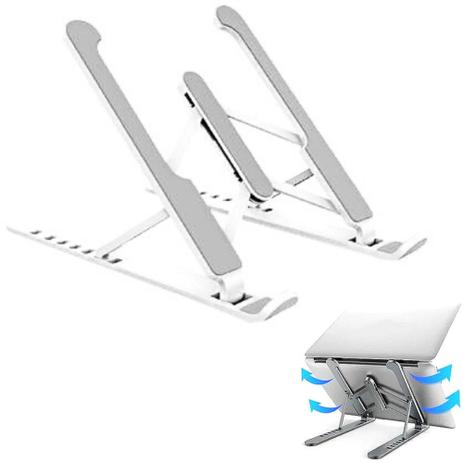 Suporte Notebook Ergonômico Base Dobrável Ajustável - BRANCO mbtech - IMPAKTO Menor preço em Suporte Notebook Ergonômico Base Dobrável Ajustável - BRANCO mbtech - IMPAKTO
