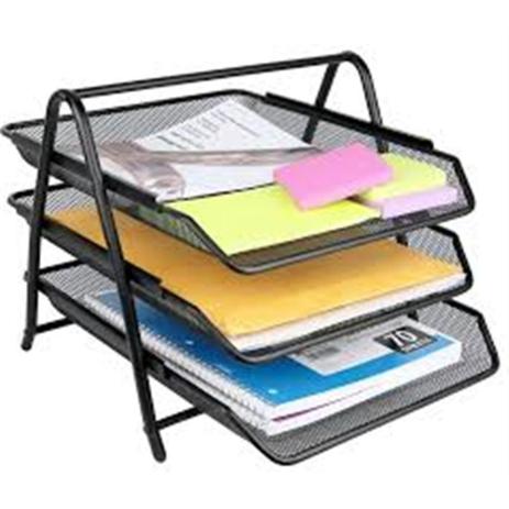 Suporte organizador de documento triplo 3 bandejas para mesa bancada escritorio luxo - MAKEDA Menor preço em Suporte organizador de documento triplo 3 bandejas para mesa bancada escritorio luxo - MAKEDA
