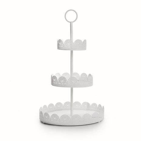 Suporte P/Doces 3 Andares C/Borda Renda 42Cm Branco - Cromus Menor preço em Suporte P/Doces 3 Andares C/Borda Renda 42Cm Branco - Cromus