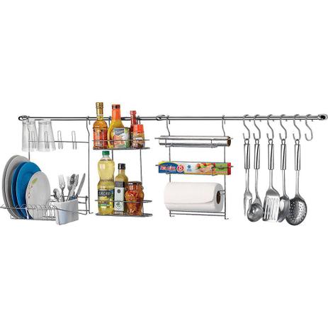 Suporte P/ Utensílios COOK HOME 10 Aço Cromado C/ Escorredor 12 Peças - Arthi Menor preço em Suporte P/ Utensílios COOK HOME 10 Aço Cromado C/ Escorredor 12 Peças - Arthi