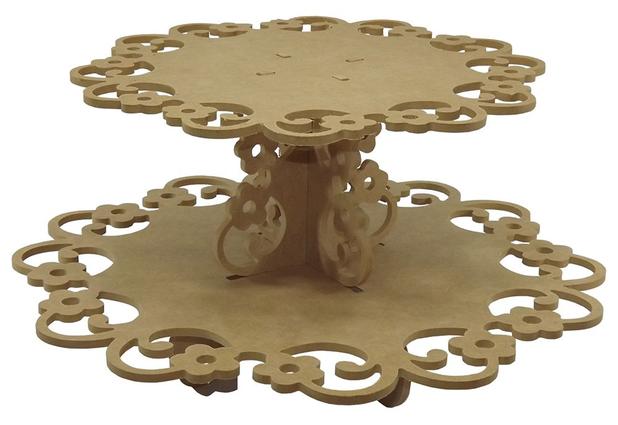 Suporte para Balas e Doces Redondo Trabalhado 2 Andares - MDF - Palácio da arte Menor preço em Suporte para Balas e Doces Redondo Trabalhado 2 Andares - MDF - Palácio da arte