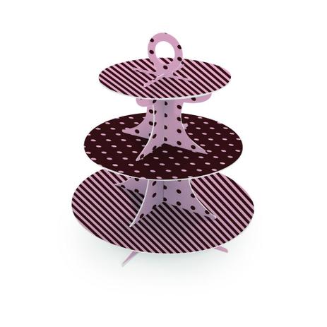 Suporte Para Doces 3A Poa Listras Rs/Mr Decoração Festas - Cromus Menor preço em Suporte Para Doces 3A Poa Listras Rs/Mr Decoração Festas - Cromus