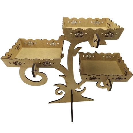 Suporte para Festas Balas e Doces Árvore 3 Cestas Coroa - MDF a Laser - Palácio da arte Menor preço em Suporte para Festas Balas e Doces Árvore 3 Cestas Coroa - MDF a Laser - Palácio da arte