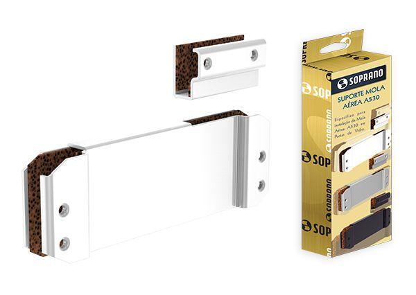 Suporte Para Mola Aerea Em Porta De Vidro Temperado - Branco - Soprano Menor preço em Suporte Para Mola Aerea Em Porta De Vidro Temperado - Branco - Soprano