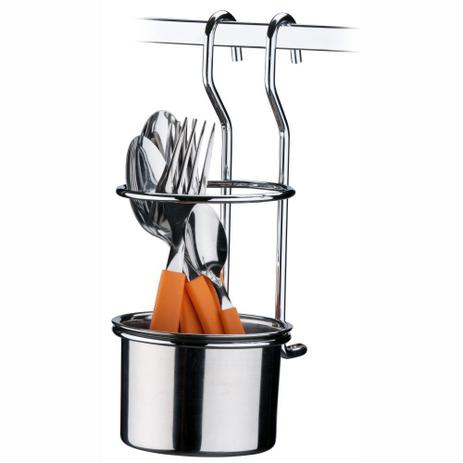 Suporte Para Talheres E Utensílios Para Barra De Cozinha - Aço Cromado - Future Menor preço em Suporte Para Talheres E Utensílios Para Barra De Cozinha - Aço Cromado - Future