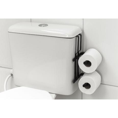 Suporte Porta Papel Higiênico Duplo P/ Caixa Acoplada Preto - Metalcromo Menor preço em Suporte Porta Papel Higiênico Duplo P/ Caixa Acoplada Preto - Metalcromo