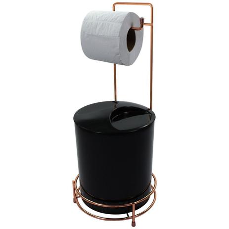 Suporte Porta Papel Higiênico Rosé Gold Lixeira 5 Litros - Wp Connect Menor preço em Suporte Porta Papel Higiênico Rosé Gold Lixeira 5 Litros - Wp Connect