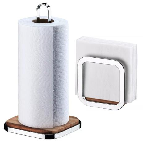 Suporte Porta Papel Toalha + Porta Guardanapos Madeira Luxo - Future Menor preço em Suporte Porta Papel Toalha + Porta Guardanapos Madeira Luxo - Future