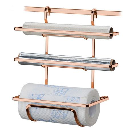 Suporte Porta Rolos Triplo Papel Toalha Alumínio e PVC Luxo - Future Menor preço em Suporte Porta Rolos Triplo Papel Toalha Alumínio e PVC Luxo - Future