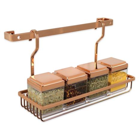 Suporte Porta Temperos Rosé Gold Barra 30cm Com 6 Ganchos Cozinha - Wp connect Menor preço em Suporte Porta Temperos Rosé Gold Barra 30cm Com 6 Ganchos Cozinha - Wp connect
