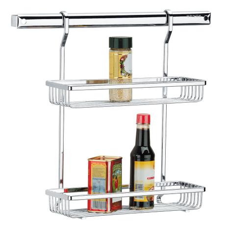 Suporte Retangular Duplo para Condimetos em Aço Cromado - Brinox Menor preço em Suporte Retangular Duplo para Condimetos em Aço Cromado - Brinox