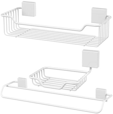 Suportes Organizadores Banheiro 3 peças - Aço Branco - Future Menor preço em Suportes Organizadores Banheiro 3 peças - Aço Branco - Future
