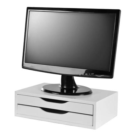 Suportes Para Monitor Preto Mdf 2 Gavetas Branco - SZ Menor preço em Suportes Para Monitor Preto Mdf 2 Gavetas Branco - SZ